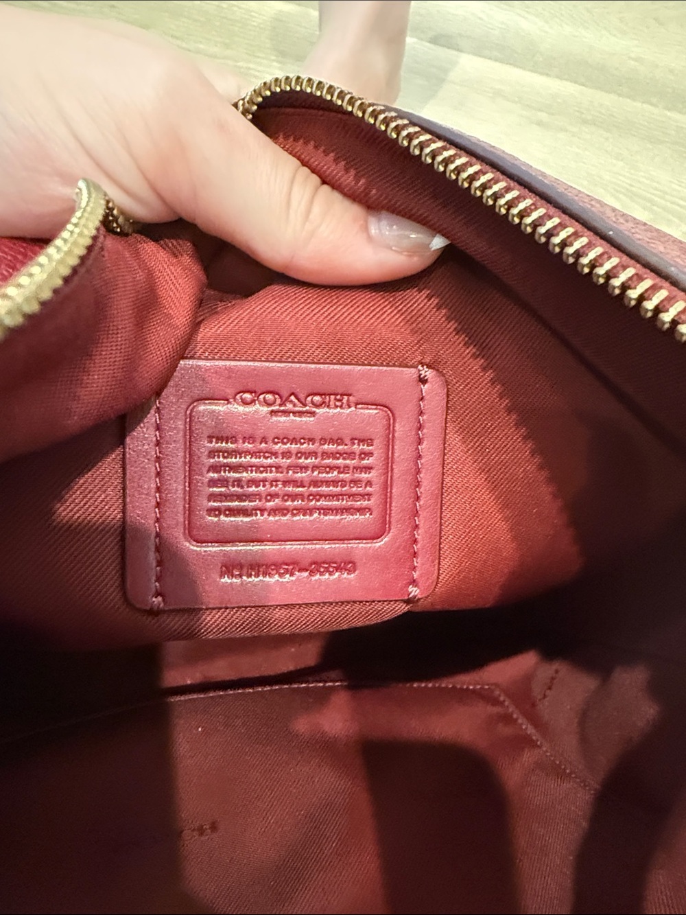 Coach Pebbled Leather Shoulder Bag - Burgundy - Picture 3 of 3